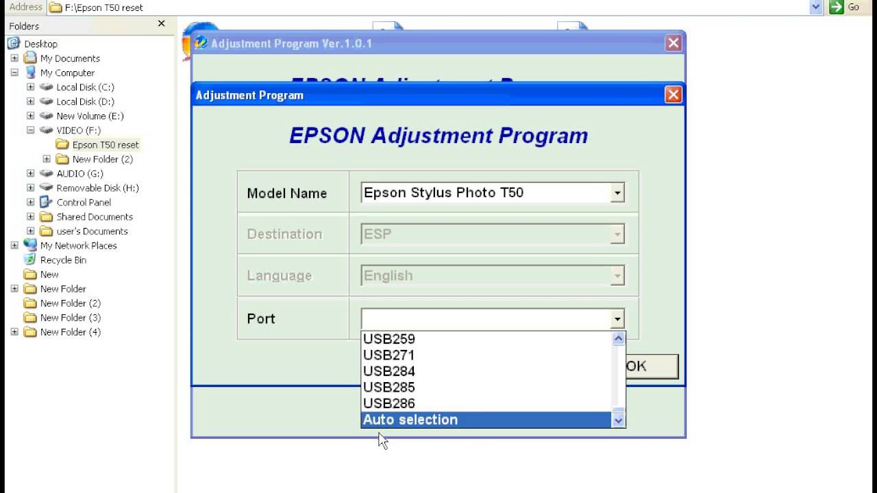 Free download adjustment program for epson t50